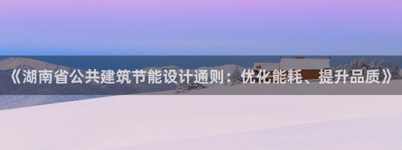 e尊国际的手机登录网站：《湖南省公共建筑节能设计通则：优化能耗、提升品质》